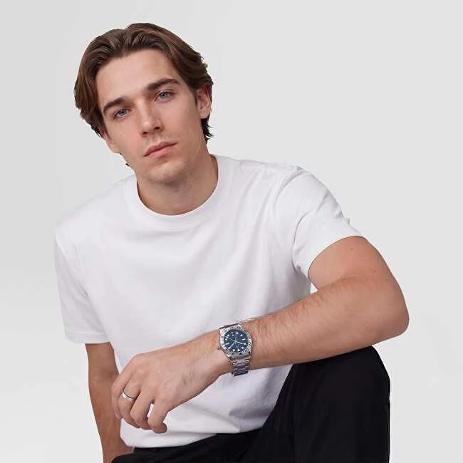 Laikrodis Daniel Wellington Ikoninis GMT 40 Link šlifuoto sidabro spalvos rėmelis DW00100922