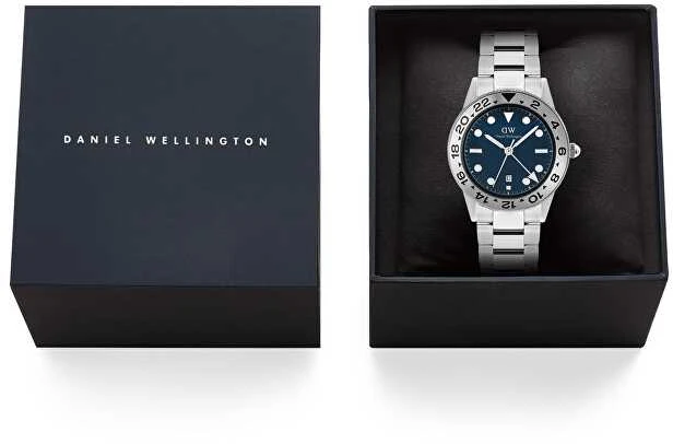 Laikrodis Daniel Wellington Ikoninis GMT 40 Link šlifuoto sidabro spalvos rėmelis DW00100922