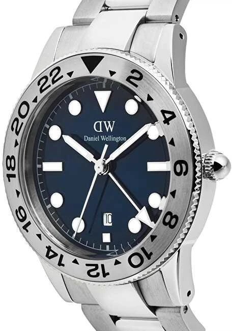 Laikrodis Daniel Wellington Ikoninis GMT 40 Link šlifuoto sidabro spalvos rėmelis DW00100922