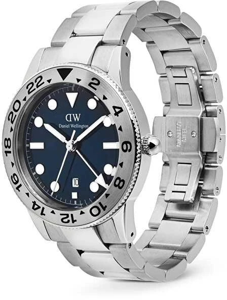 Laikrodis Daniel Wellington Ikoninis GMT 40 Link šlifuoto sidabro spalvos rėmelis DW00100922