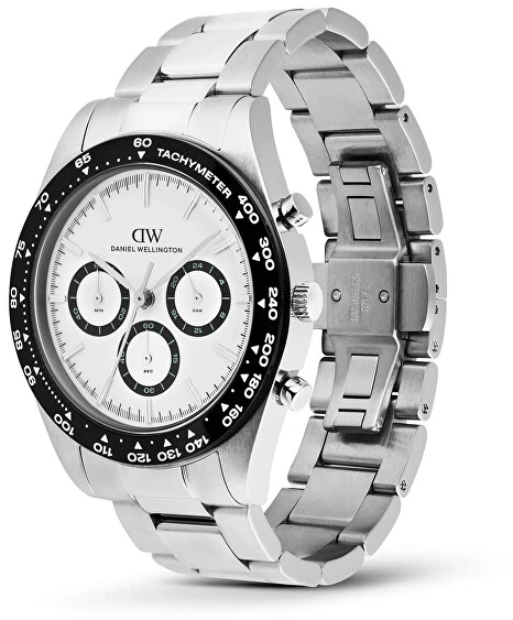 Laikrodis Daniel Wellington Iconic Tachymeter 42 3-Link Baltas Juodas S DW00100948
