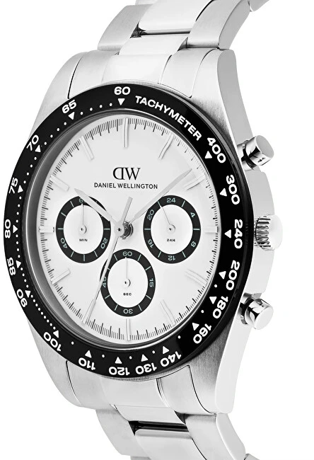 Laikrodis Daniel Wellington Iconic Tachymeter 42 3-Link Baltas Juodas S DW00100948