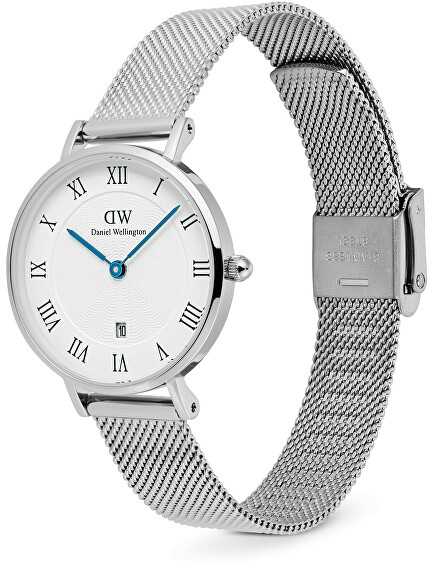 Laikrodis Daniel Wellington Petite 28 Roman Numerals Date Sterling Baltas Sidabrinis DW00100858