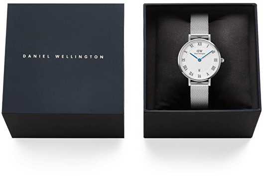 Laikrodis Daniel Wellington Petite 28 Roman Numerals Date Sterling Baltas Sidabrinis DW00100858