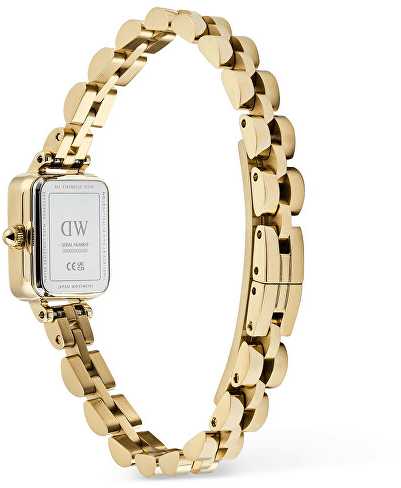 Laikrodis Daniel Wellington Quadro Mini 15.4x18.2 Arch 3-Link Baltas Sunray Gold DW00100850