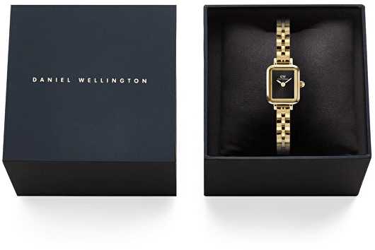 Laikrodis Daniel Wellington „Quadro Mini 15.4x18.2 Arch“ 3 jungčių ratlankis „Onyx Sunray Gold“, DW00100851