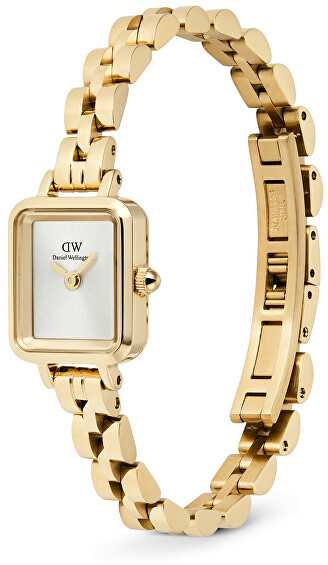 Laikrodis Daniel Wellington Quadro Mini 15.4x18.2 Arch 3-Link Baltas Sunray Gold DW00100850