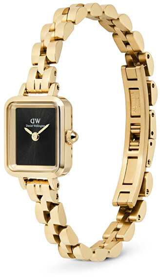 Laikrodis Daniel Wellington „Quadro Mini 15.4x18.2 Arch“ 3 jungčių ratlankis „Onyx Sunray Gold“, DW00100851
