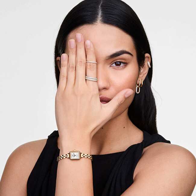 Laikrodis Daniel Wellington Quadro Mini 15.4x18.2 Arch 3-Link Baltas Sunray Gold DW00100850