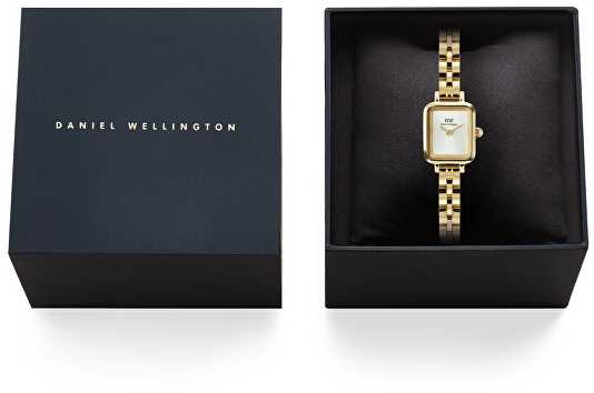 Laikrodis Daniel Wellington Quadro Mini 15.4x18.2 Arch 3-Link Baltas Sunray Gold DW00100850