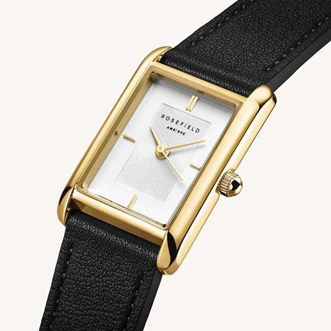 Laikrodis Rosefield Heirloom Modern Baltas Dial Auksinis juodas Odinis HWBLG-H06