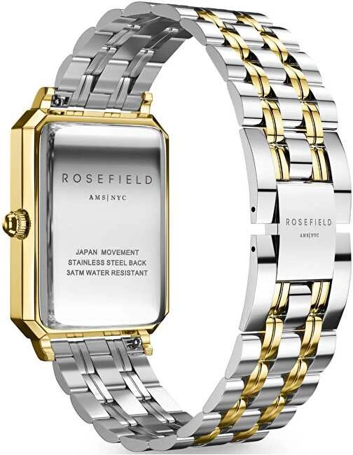 Laikrodis Rosefield Elles Baltas Sunray plieno sidabro aukso duotonas OWSSSG-O48