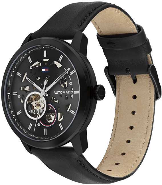 Laikrodis TOMMY HILFIGER 1710659. Automatinis, Juoda Spalv. Vyriški.