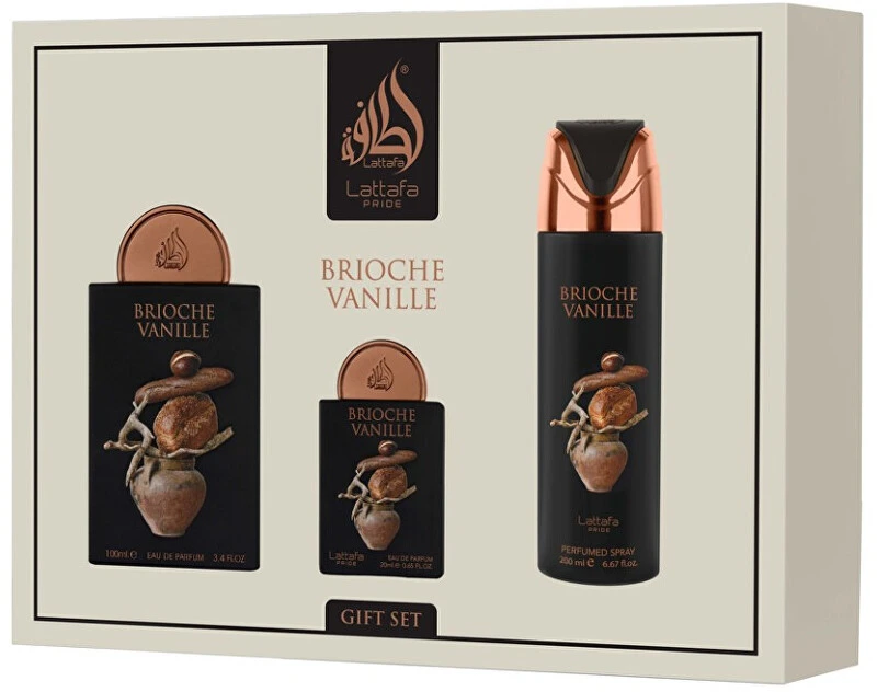 Lattafa Brioche Vanille Eau De Parfum, 100 ml Purškiklis Corporal Perfumado, 200 ml Purškiklis Eau De Parfum, 20 ml
