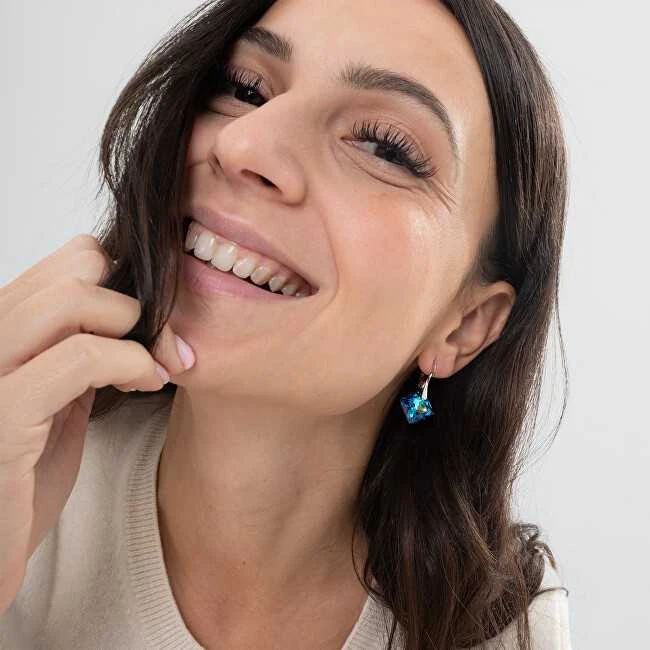 Levien spindintys auskarai su mėlynos kristalais Princess