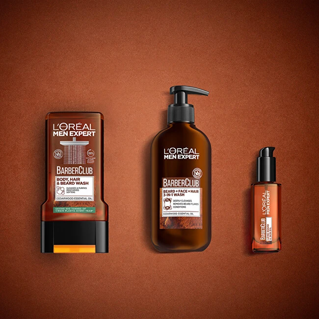 L'Oréal Paris Men Expert Barber Club barzdos, veido ir plaukų prausiklis barzdos plovimui vyrams, 200 ml