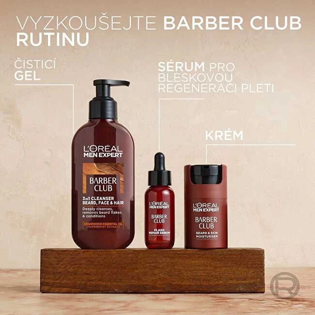 L'Oreal Paris Men Expert Barber Club Flash Repair Serum veido serumas po skutimosi vyrams, 30 ml