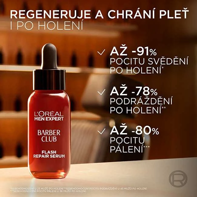 L'Oreal Paris Men Expert Barber Club Flash Repair Serum veido serumas po skutimosi vyrams, 30 ml