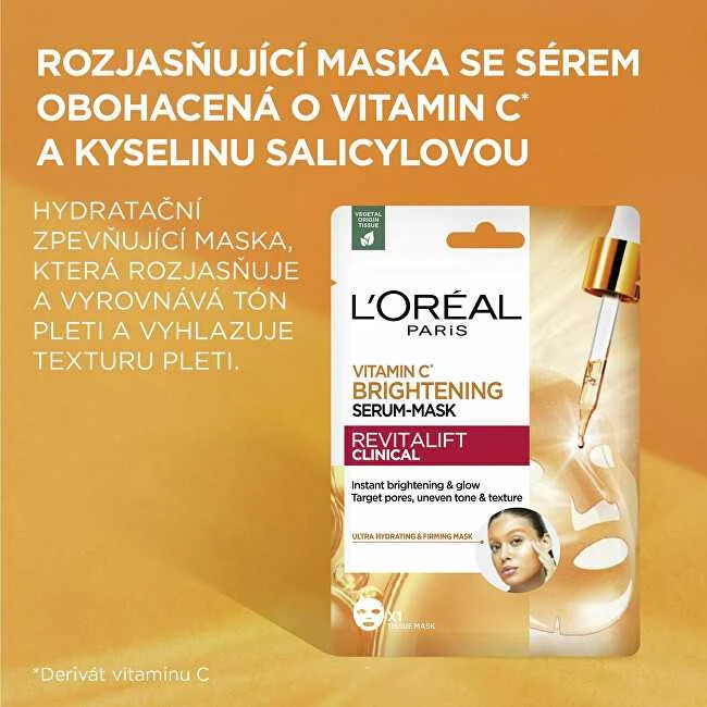 L'Oréal Paris Revitalift Clinical Vitamin C Brightening Serum-Mask Face Mask moterims, 26 g