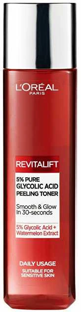 L'Oréal Paris Revitalift 5% grynos glikolio rūgšties peeling toneris veido losjonas ir purškiklis moterims, 180 ml