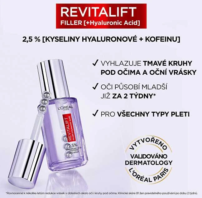L'Oréal Paris Revitalift Filler HA 2,5% akių serumas moterims, 20 ml