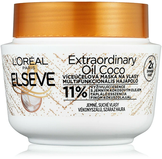 L'Oréal Paris Elseve Extraordinary Oil Coconut plaukų kaukė plaukų kaukė moterims, 300 ml