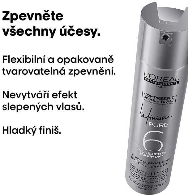 L'Oréal Professionnel Infinium Pure Minkštas plaukų lakas, 300 ml