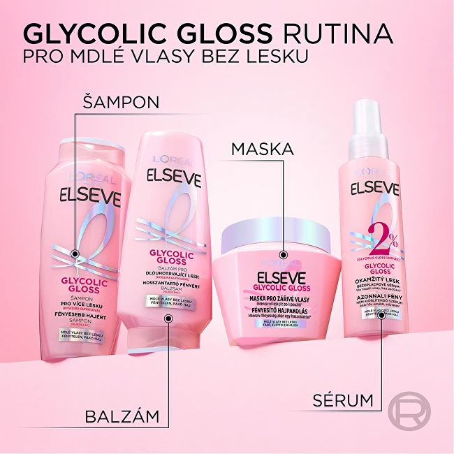 L'Oreal Kaukė žvilgantiems plaukams Glikolio blizgesio kaukė 300 ml