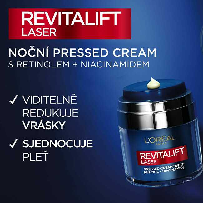 L'Oréal Paris Revitalift lazerinis Pressed-Kreminis Night Night Skin Kreminis moterims, 50 ml