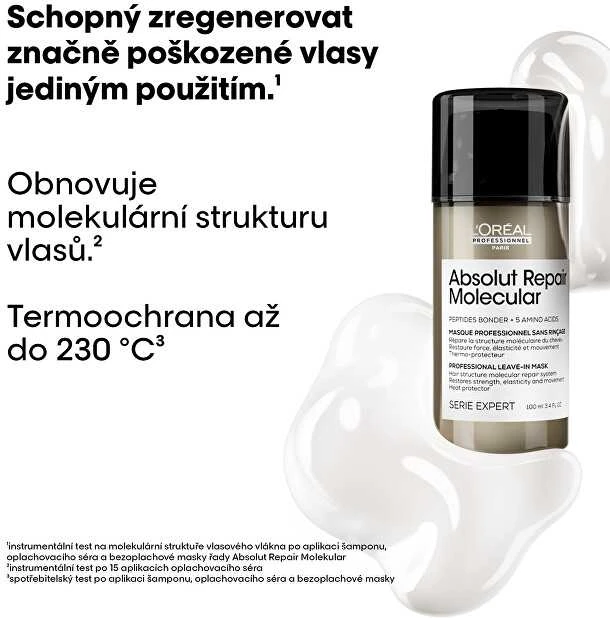 Nenuplaunama kaukė labai pažeistiems plaukams L'oreal Professionnel Absolut Repair Molecular Leave-in Mask 100ml