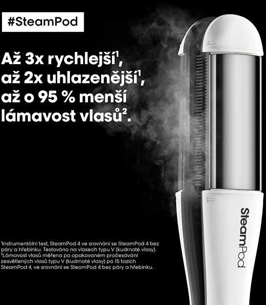 „L'Oreal Professionnel SteamPod“ elektrinis mini garinis plaukų tiesintuvas, juodas/baltas