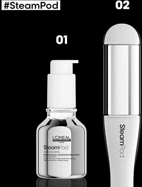 „L'Oreal Professionnel SteamPod“ elektrinis mini garinis plaukų tiesintuvas, juodas/baltas