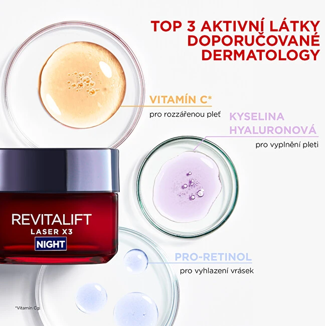 L'Oréal Paris Revitalift lazerinis X3 Night Kreminis Night Skin Kreminis moterims, 50 ml
