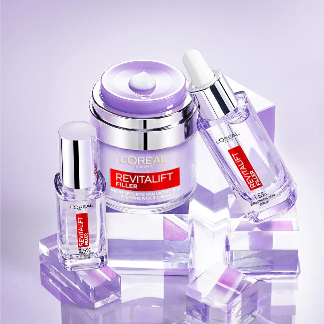 L'Oréal Paris Revitalift Filler HA Skin Serum rinkinys moterims (Facial Serum Revitalift Filler HA 1,5% 30 ml + Eye Serum Revitalift Filler HA 2,5% 20 ml)