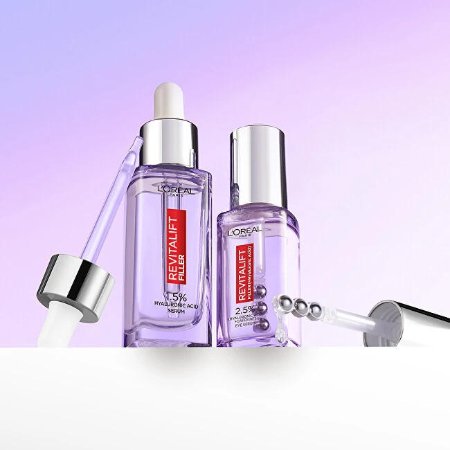 L'Oréal Paris Revitalift Filler HA Skin Serum rinkinys moterims (Facial Serum Revitalift Filler HA 1,5% 30 ml + Eye Serum Revitalift Filler HA 2,5% 20 ml)
