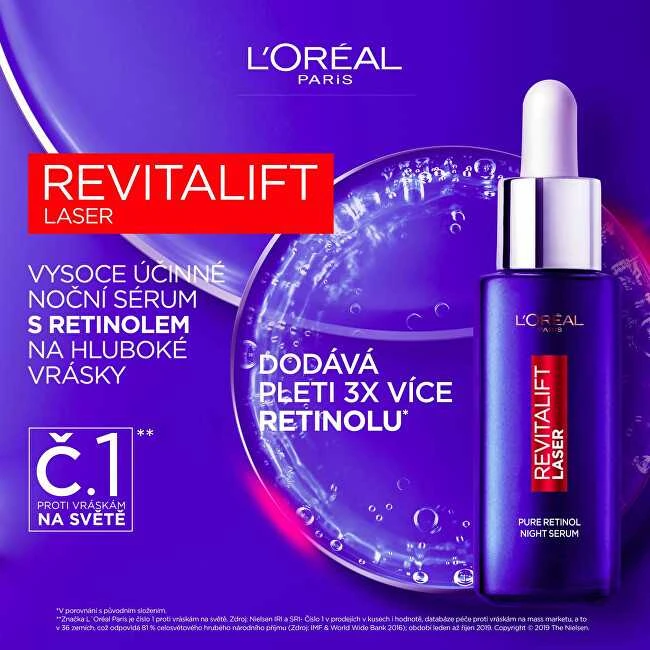 L'Oréal Paris Revitalift lazerinis Pure Retinol Night Serum Skin Serum moterims, 30 ml