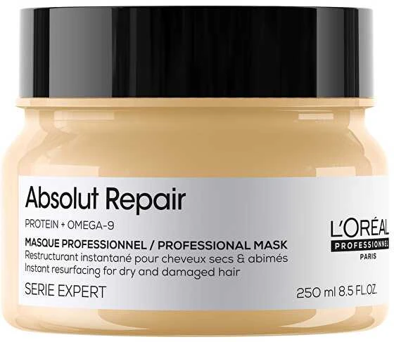 L'Oreal Professionnel Serie Expert Absolut Repair Protein + Gold Quinoa plaukų kaukė, akimirksniu atnaujinanti paviršių, 250 ml