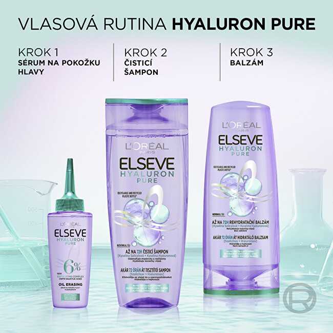 L'Oréal Paris Elseve Hyaluron Pure Oil valomasis galvos odos serumas plaukų serumas