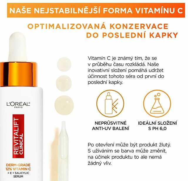 L'Oréal Paris Revitalift Clinical Pure 12% vitamino C odos serumas moterims, 30 ml