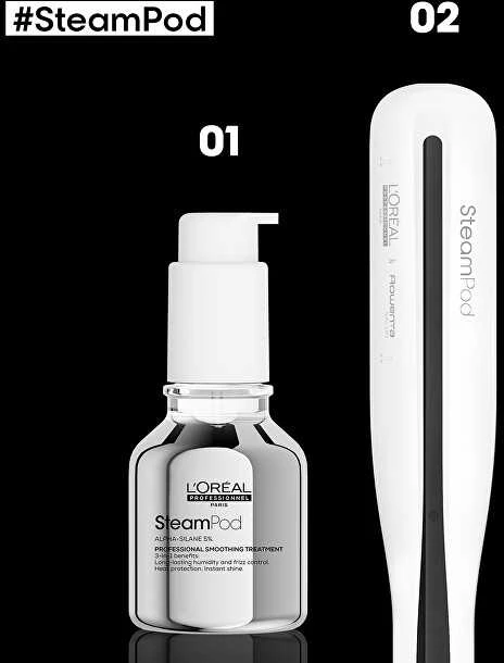 „L'Oreal Professionnel SteamPod“ elektrinis mini garinis plaukų tiesintuvas, juodas/baltas