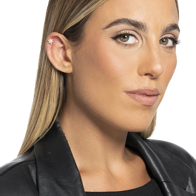 Luca Barra Single auksinis-plated labret Flower with zircons PR121
