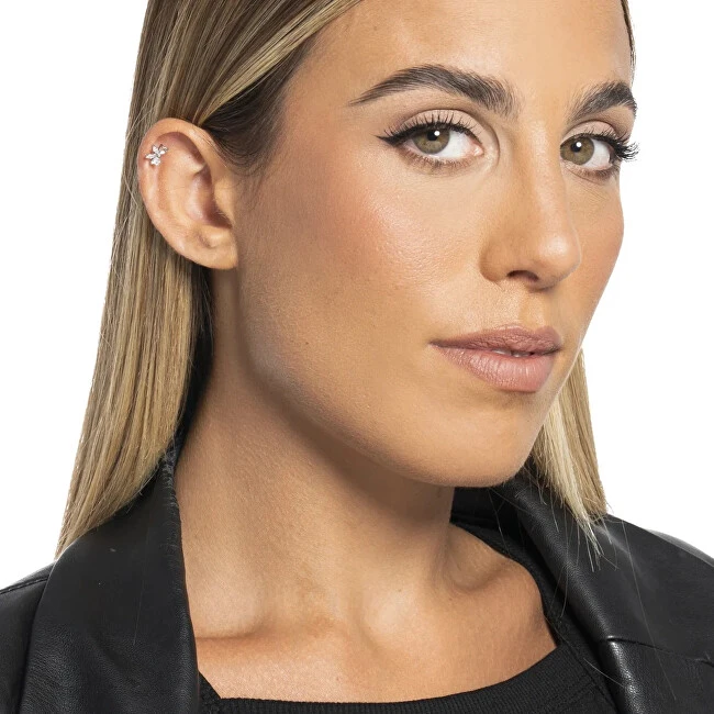 Luca Barra Single steel labret Bow with zircons PR122