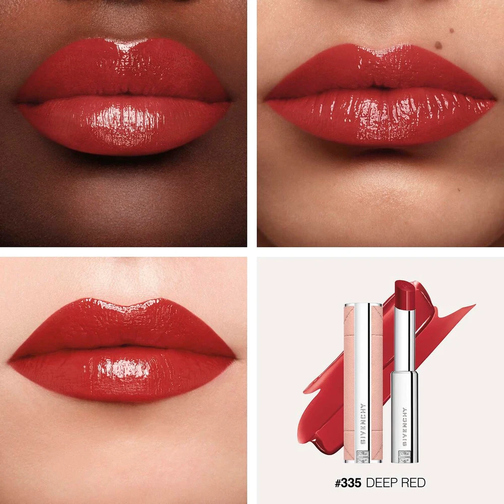 Lūpų dažai Givenchy Rose Perfecto Shine Serum Lipstick | spalva: 335 Deep Red, 3.2 g