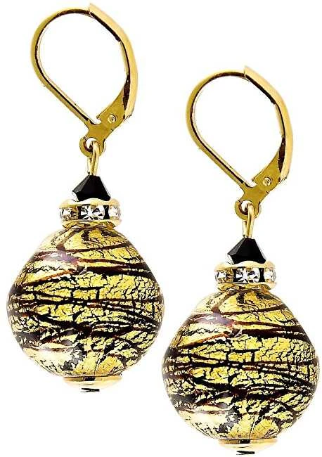Prabangus Gold en Tiger papuošalų rinkinys iš Lampglas perlų su 24 karatų auksu CQ5 (vėrinys, auskarai)