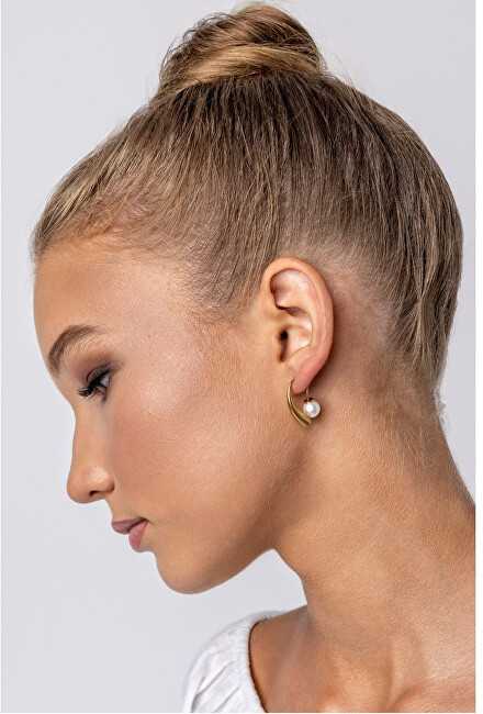 Marc Malone Auksuoti auskarai su dirbtiniu perlu Jennifer Baltas Earrings MCE24025G