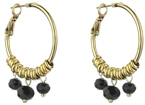 Marc Malone Auksuoti auskarai su žiedais Zoey Juodas Earrings MCE23010G