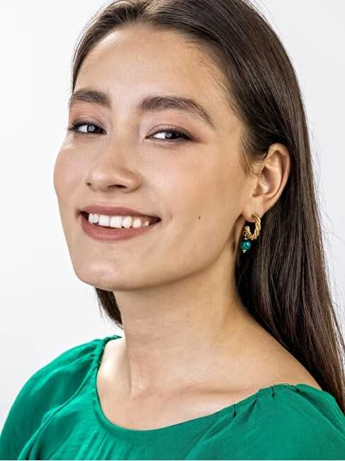 Marc Malone Madingi paauksuoti auskarai Grace Žalias Earrings MCE23004G