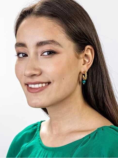 Marc Malone Madingi paauksuoti auskarai Grace Žalias Earrings MCE23004G