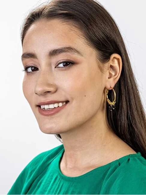 Marc Malone Auksuoti auskarai su žiedais Zoey Juodas Earrings MCE23010G