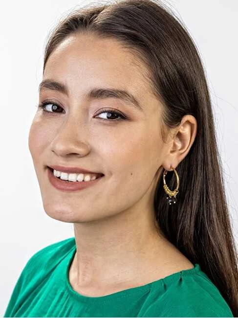 Marc Malone Auksuoti auskarai su žiedais Zoey Juodas Earrings MCE23010G